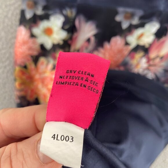 Betsey Johnson Dress Womens 4 Navy Multi Floral Sheath Scuba Career Cap Sleeve - Picture 8 of 12